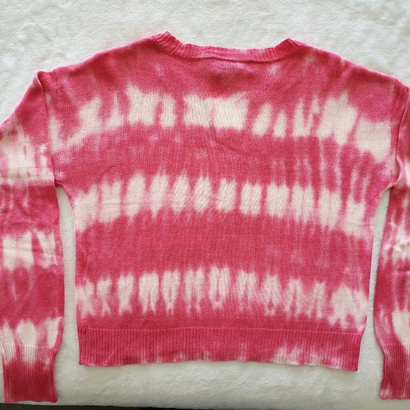 DKNY JEANS Long Sleeve Pink & White Tie-Dye Knit Sweater--M - Picture 8 of 11